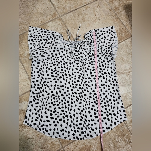 SimpleFun Dalmatian Print Blouse XL Black White Dot Animal Print Y2K Preppy - Picture 7 of 7